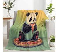 Couverture Plaid Flanelle Romance Animaux Panda Géant, Jaune Vert 3D Imprimé Couverture Polaire Epaisse Microfibre Moelleuse Chaudes Légères Plaid Polaire pour Voyager Adultes et Enfants, 150 x 200 cm