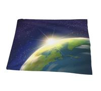 Couverture Plaid Lever du Soleil Terre Espace Couverture Polaire, Plaid Canapé Lit Flanelle Doux Et Chaud pour Chambre à Coucher Bureau, 100 x 125 cm