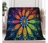 Couverture Plaid Mandala Art du Point Couleur - Couverture et Plaid pour Canapé Grande Taille en Flanelle Douce et Chaude, Confortable pour Enfants et Adultes, 220 x 240 cm