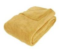 Couverture plaid microfibre 180 x 230 cm doux et chaud pour 2 personnes 100% Polyester coloris ocre - VISIODIRECT - Jaune
