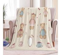 Couverture Plaid Modèle d'ours en Peluche De Dessin Animé Crème - Couverture et Plaid pour Canapé Grande Taille en Flanelle Douce et Chaude, Confortable pour Enfants et Adultes, 100 x 130 cm