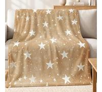 Couverture Plaid Motif d'étoile de Dessin animé 100 x 130 cm Couverture Polaire Flanelle Microfibre Brun Clair Moelleuse Chaude et Légère pour Voyage Lit ou Canapé