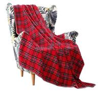 Couverture Plaid Noël Peluche Mouton Réversible douce et chaude à rayures 2 couches Throw(160*130cm)- Plaid rouge