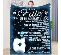 Couverture Plaid Personnalisée pour à ma Fille Couverture Message Lettre en Français Idée Cadeau Noël Cadeau Fille Encourager Et Aimer