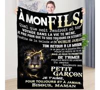 Couverture Plaid Personnalisée pour à Mon Fils Couverture Message Lettre en Français Idée Cadeau Noël Couvertures en Flanelle Maman Encourager Et Aimer pour Les Fils