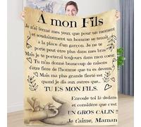 Couverture Plaid Personnalisée pour à Mon Fils Couverture Message Lettre en Français Idée Cadeau Noël Couvertures en Flanelle Maman Encourager Et Aimer pour Les Fils
