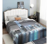 Couverture Plaid Polaire 150 × 200 cm Enfant Aube Ville Pont, Moelleuse Flanelle Couverture Lit 2 Personnes Microfibre, Nature Ville Architecture Douce Chaude Plaid Jeté de Canapé Chambre