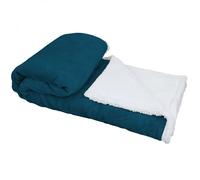 Couverture, plaid polaire 150 x 200 cm en flanelle et sherpa ultra doux - Bleu - Vivezen