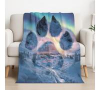 Couverture Plaid Polaire 180cm x 200cm, Multicolore en Molleton de Flanelle Motif Fantaisie Scène de Neige Naturel Trace de Patte en Toute Saison Ultra Douce et Légère pour Lit, Canapé et Chaise