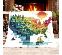 Couverture Plaid Polaire 180x200 cm Illustration CréAtive D'Une Carte AméRicaine Plaid Canapé Antistatique Microfibre - Jete de Canape Couverture lit 2 Personnes Coloré Chaud et Doux en Peluche