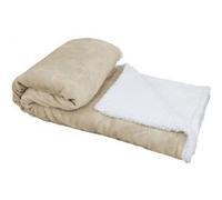 Couverture, plaid polaire 220 x 240 cm en flanelle et sherpa ultra doux - Beige - Vivezen