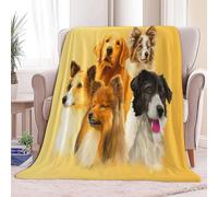 Couverture Plaid Polaire Flanelle 100 x 130 cm Animaux Chiens Simple Jeté de Canapé Polaire - Couverture lit 2 Personnes Épaisse Douce et Chaude - Plaid Anti-Allergique, Jaune