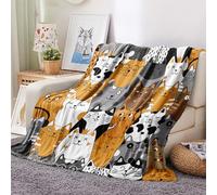 Couverture Plaid Polaire Imprimée sur le Thème des Dessin Animé - Flanelle Couverture Polaire Comme Jeté de Canapé ou Jete de Lit - Plaid Chaud Automne Doux avec Motif de Kitty Animaux 130x170 A483