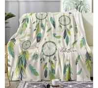 Couverture Plaid Polaire Imprimée sur le Thème des Fantaisie - Flanelle Couverture Polaire Comme Jeté de Canapé ou Jete de Lit - Plaid Chaud Automne Doux avec Motif de Plume Attrape Rêve 100x130 A260