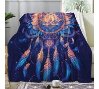 Couverture Plaid Polaire Imprimée sur le Thème des Luxueux - Flanelle Couverture Polaire Comme Jeté de Canapé ou Jete de Lit - Plaid Chaud Automne Doux avec Motif de Lotus Attrape Rêve 200x200 A240