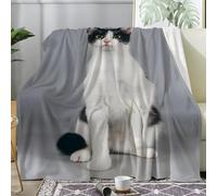 Couverture Plaid Polaire Imprimée sur Le Thème des Portraits de Chats - Flanelle Couverture Polaire comme Jeté de Canapé ou Jete de Lit - Plaid Chaud Automne Doux avec Motif de Mignon 100x130 A95