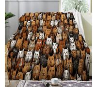 Couverture Plaid Polaire ImpriméE sur Le Thème des Portraits de Famille de Chats - Flanelle Couverture Polaire 160x200 comme Jeté de Canapé ou Jete de Lit - Plaid Chaud Automne Doux avec Cartoon A08