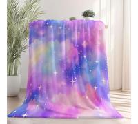 Couverture Plaid Polaire Super Chaude 127 x 152 cm, Rêve Galaxie Nuages Étoiles Couverture Imprimée pour Canapé Sofa Lit - Plaid en Flanelle Doux Convient à Toutes Les Saisons Couleur