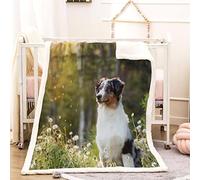 couverture plaid polairec bébé Berger Australien 130x150 Chien De Compagnie Flanelle Couverture lit 1 Personne Microfibre épaisse chaude pour couverture de canapé douillette,Pique Nique,Camping