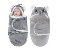 Couverture plaid pour bébé - 3-6 M - Longueur totale environ 70 cm - Tissu flanelle, doublure velours de coton - Gris