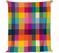 Couverture Plaid Super Chaude 220 x 240 cm, Minimalisme Abstraction Géométrie Grille Couverture Imprimée pour Canapé Sofa Lit - Plaid en Flanelle Doux Convient à Toutes Les Saisons Couleur Couleur