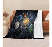 Couverture Planètes du Système Solaire Espace Aquarelle,Douce Et Confortable,en Flanelle,Arfaite pour La Décoration De Chambre d'enfants Et D'Adolescents,Canapé,Lit,130X150Cm