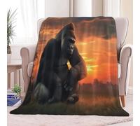 Couverture Polaire 100 x 130 cm Gorille Photographie de Faune Sauvage 2 Personnes Fluffy Doux et Chaude Imprimée en 3D Couvertures et Plaids en Flanelle Univers pour Canape Lit Office