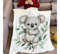 Couverture Polaire 100 x 130 cm Koala Aquarelle Plaid Flanelle 3D Doux et Chaud Jeté de Lit ou Canapé pour Enfant Adolescent et Adulte, Vert