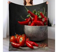Couverture Polaire 100x130 cm Piments Plaid Polaire Lit 1 Personne 3D Imprimée Tomate Couverture Doux et Chaud Plaid pour Canapé Lit, Blanket pour Adultes Enfants L542