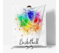 Couverture Polaire 100x150 cm Basket-Ball Flanelle Plaid Aquarelle, Couverture 1 Personne Enfant, Plaid Doux et Chaud pour Jeté de Canapé et Lit a-4027