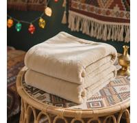 Couverture Polaire 125 x 180 cm Doux et Chaud Couverture en Polaire Toutes Saisons pour Lits, Canapés, Chaises et Divans, Blanc cassé
