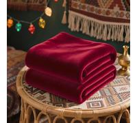 Couverture Polaire 125 x 180 cm Doux et Chaud Couverture en Polaire Toutes Saisons pour Lits, Canapés, Chaises et Divans, Vin Rouge