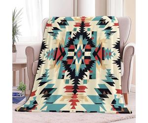 Couverture Polaire 130 x 150 cm Art Tribal Abstrait Design Culturel 2 Personnes Fluffy Doux et Chaude Imprimée en 3D Couvertures et Plaids en Flanelle Univers pour Canape Lit Office Amérindien