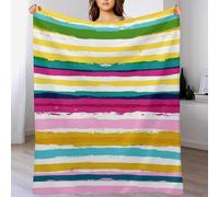 Couverture Polaire 150 x 200 cm Aquarelle Flanelle Plaid Rayures Modernes, Couverture 1 Personne, Plaid Doux et Chaud pour Jeté de Canapé et Lit A-3597