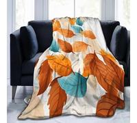 Couverture Polaire 150 x 200 cm Automne Flanelle Plaid Feuilles, Couverture 1 Personne, Plaid Doux et Chaud pour Jeté de Canapé et Lit A-3324