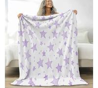 Couverture Polaire 150 x 200 cm Étoiles Violettes Flanelle Plaid Blanc, Couverture 1 Personne, Plaid Doux et Chaud pour Jeté de Canapé et Lit A-3469