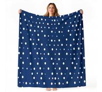 Couverture Polaire 150 x 200 cm Pois Blancs Flanelle Plaid Bleu Foncé, Couverture 1 Personne, Plaid Doux et Chaud pour Jeté de Canapé et Lit A-3509