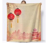 Couverture Polaire 150 x 200 cm Vintage Flanelle Plaid Oriental, Couverture 1 Personne, Plaid Doux et Chaud pour Jeté de Canapé et Lit A-3557