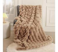 Couverture Polaire 160x200 Chocolat Epaisse Plaid Fausse Fourrure de Lapin Douce Plaid Fausse Fourrure Haute Qualité Plaid Canapéen Flanelle Chaude pour Toutes Les Saisons pour Chambre Canapé Voyage