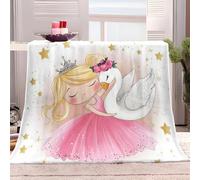 Couverture polaire 180x200 cm Peach Girl Swan, douce et chaude, idéale pou