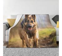 Couverture Polaire 180x220 cm Berger Allemand Flanelle Plaid Chiens, Couverture lit 2 Personnes, Plaid Doux et Chaud pour Jeté de Canapé et Lit A-5591