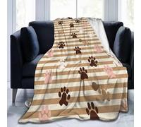 Couverture Polaire 180x220 cm Empreintes de Pattes de Chat Flanelle Plaid Rayures, Couverture lit 2 Personnes, Plaid Doux et Chaud pour Jeté de Canapé et Lit A-2222