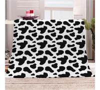 Couverture Polaire 180x220 cm Impression de Vache Flanelle Plaid Noir et Blanc, Couverture lit 2 Personnes, Plaid Doux et Chaud pour Jeté de Canapé et Lit a-4559