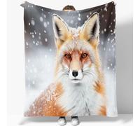 Couverture Polaire 220 x 240 cm Adulte Moelleuse Animal Rouge dans la Neige Flanelle Couverture lit Microfibre, Blanc Couverture en Peluche Adulte Enfants