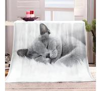 Couverture Polaire 220 X 240 Cm Moelleuse Plaid Canape Polaire en Animal De Compagnie Chat Au Repos Microfibre pour Canapé Et Lit Plaid Gris Blanc Couverture Lit 2 Personnes en Douce Et Chaude