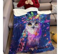 Couverture Polaire 220 x 240 cm Plumes de Hibou peintes Impression 3D Plaid Polaire Douce Moelleuse Chaudes Flanelle Couverture de Lit Plaid pour Filles et Garçons