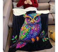 Couverture Polaire 70 x 100 cm Chouette Peinte 3D Imprimée Plaid Polaire Sherpa Couverture en Flanelle Super Douce et Chaude pour Enfant Adulte Canapé et Lit