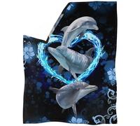 Couverture Polaire 80x150 cm Dauphin, Couverture Flanelle Motif d'amour 1 Personne, 3D Imprimée Plaid Polaire Doux Couvertures Chaude Plaid Canape Lit F534