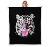 Couverture polaire à bulles drôle, rose à bulles bonbon pour enfants, filles, garçons et adultes - Couverture pelucheuse à motif d'animaux sauvages - Couverture sherpa noire pour décoration de