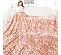 Couverture polaire à imprimé léopard orange pour très grand lit (228,6 x 274,3 cm) - Couverture en peluche ultra douce et pelucheuse pour lit et canapé, en microfibre légère et confortable, pour une